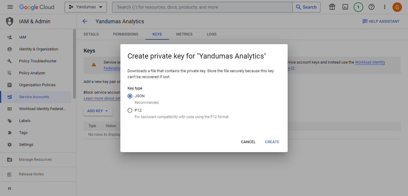 Create new key